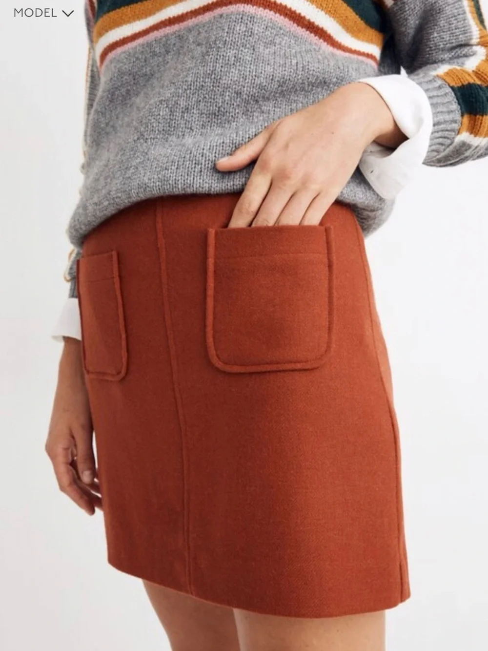 Madewell NWOT Museum Patch-Pocket Mini Skirt in Faded Rust, Size 8